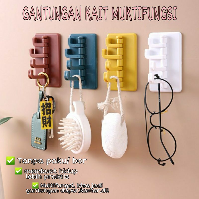 GANTUNGAN DINDING 4 KAIT GANTUNGAN TEMPEL KAIT GANTUNGAN HOOK GANTUNGAN DINDING TEMPEL GANTUNGAN BAJU GANTUNGAN KUNCI RAK KAMAR MANDI GANTUNGAN DAPUR GANTUNGAN TEMPEL KAMAR MANDI GANTUNGAN TEMPEL KUAT SOCKET HOOK KARAKTER TEMBOK ORGANIZER KUNCI SPATULA