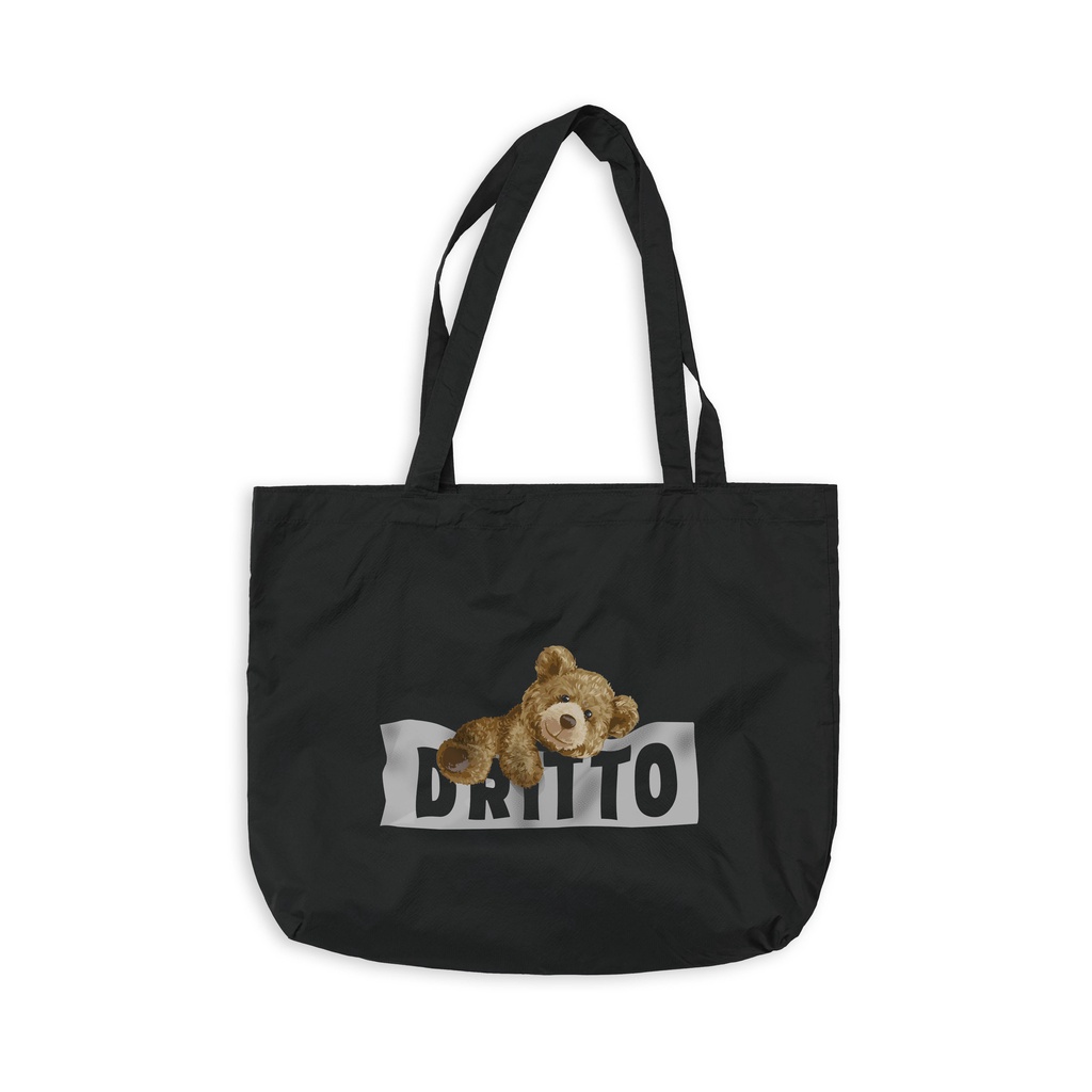 Dritto Totebag Kanvas - Tote Bag Unisex (Bear Sans) - Hitam