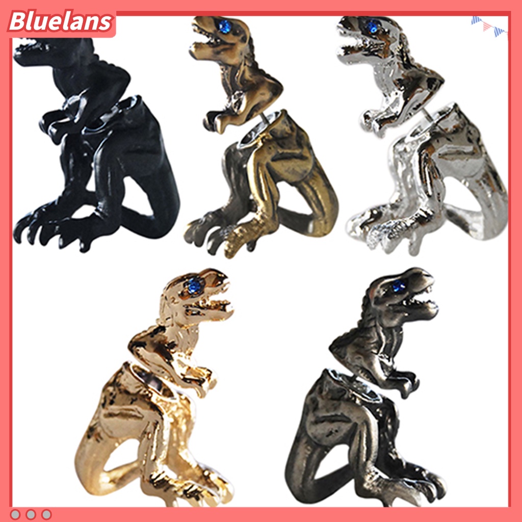 Anting Stud Bentuk Hewan Dinosaurus 3D Bahan Alloy Gaya Punk Untuk Pesta