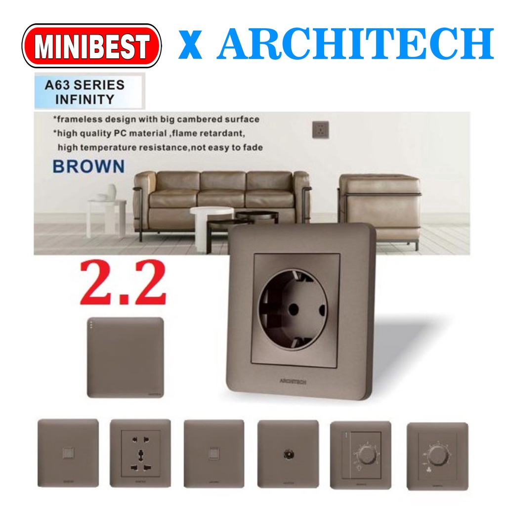 ARCHITECH STOP KONTAK SAKLAR INFINITY BROWN A63 ARCHITECH / SAKLAR RUMAH/ SAKLAR HOTEL