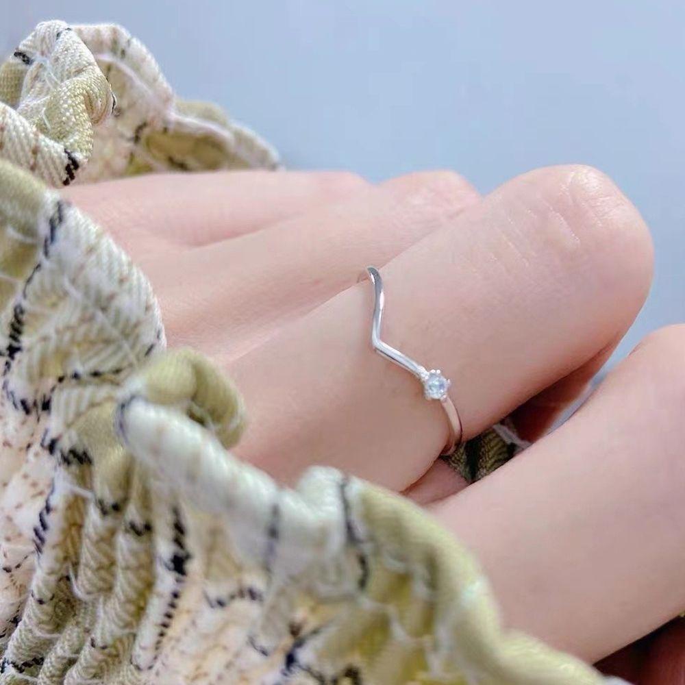 Needway V Berbentuk Cincin Keren Dapat Disesuaikan Gadis Hadiah Perhiasan Aksesoris Gaya Korea Cincin Manis Jari Gesper