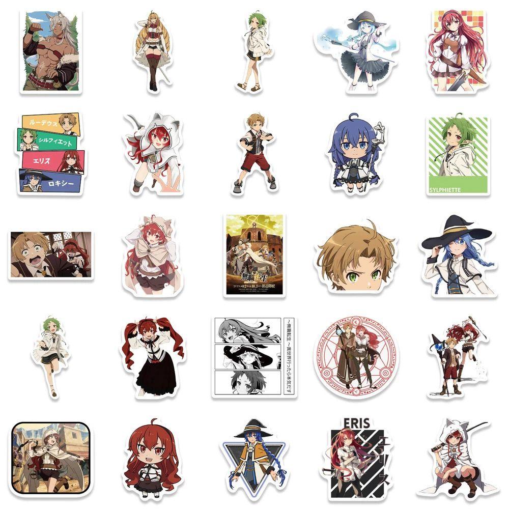 Agustina Mushoku Tensei: Jobless Reincarnation Decals Kawaii Lucu Alat Tulis Stiker Kartun Bagasi Stiker Ponsel Dekorasi Skateboard Stiker Graffiti Stickers