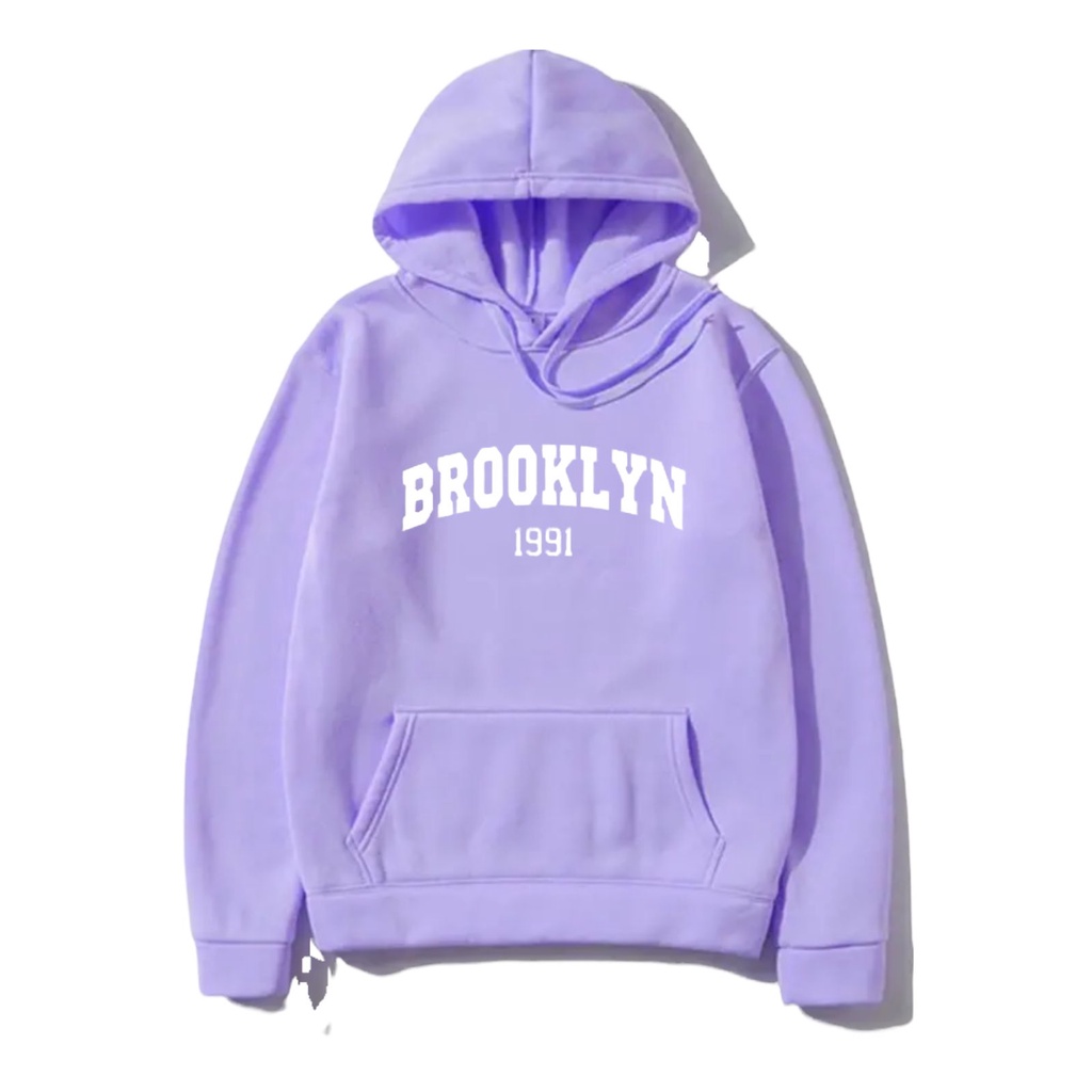 Sweater Hoodie Motif Brooklyn Bahan Fleece Tebal Premium Pria Wanita