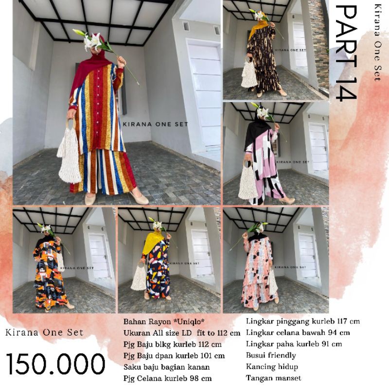 Baju Setelan Katun Rayon Premium Kirana One Set Kulot Tunik LD 112 Busui Friendly Bisa COD Part 14
