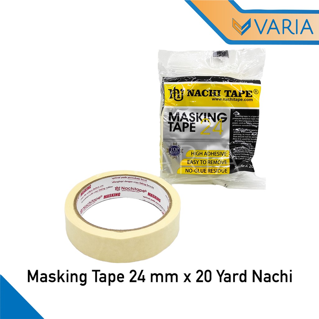 Masking Tape Solasi Isolasi Lakban Kertas1 Inch 24mm x 20 Yard Nachi