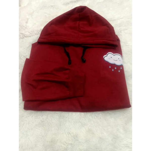 Sweater Hoodie Wanita Kekinian Korea Cloud Rain Sweter bahan fleece tebal-MAROON