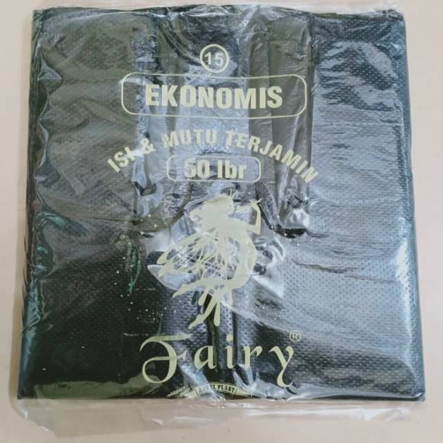 Kantong Plastik Kresek Ekonomis Hitam Embos 15 X 30  isi 50Lembar