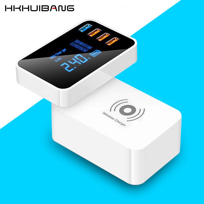 wireless charger QI Wireless Charger Quick Charge 3.0 Smart USB Type C Charger Station HUB Led