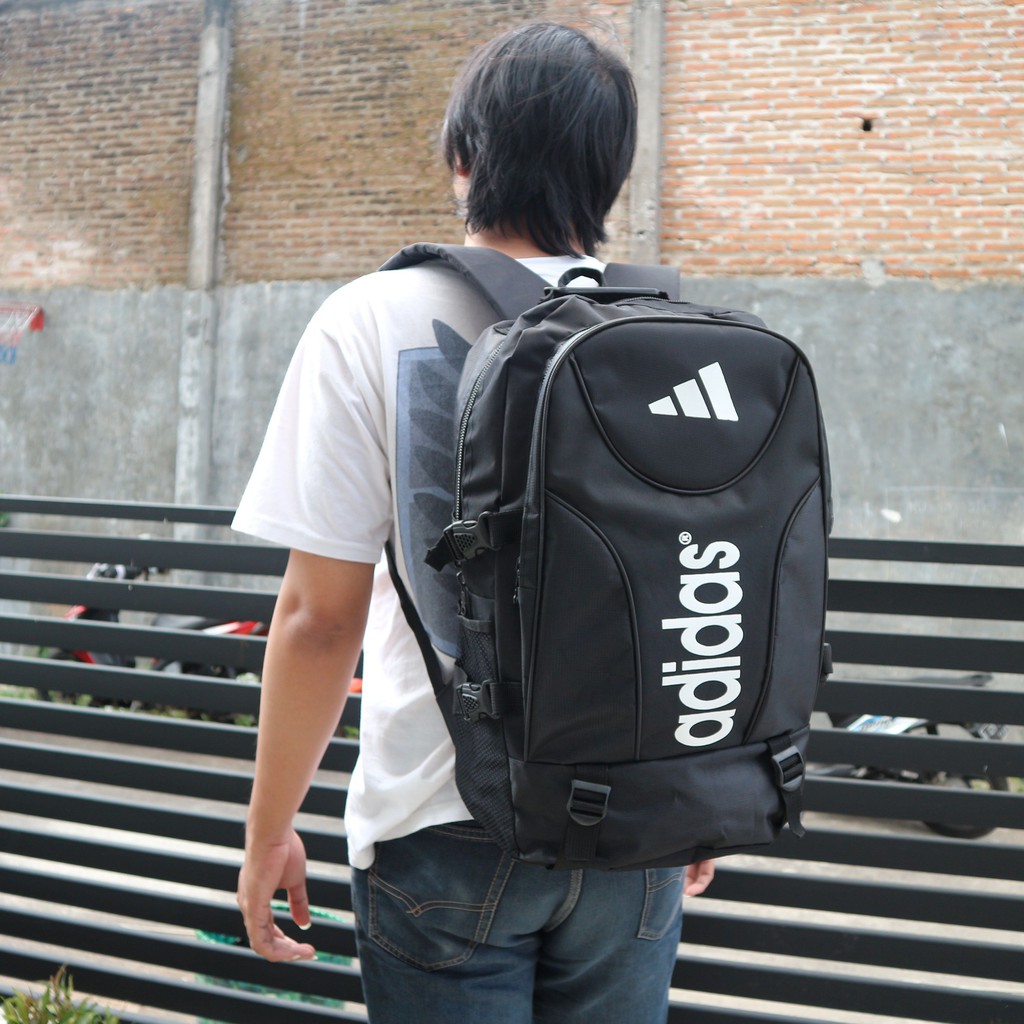 Jual Tas Kerja Ransel Pria Hitam Sport Tebal Backpack Multifungsi Bagus Hiking Outdoor