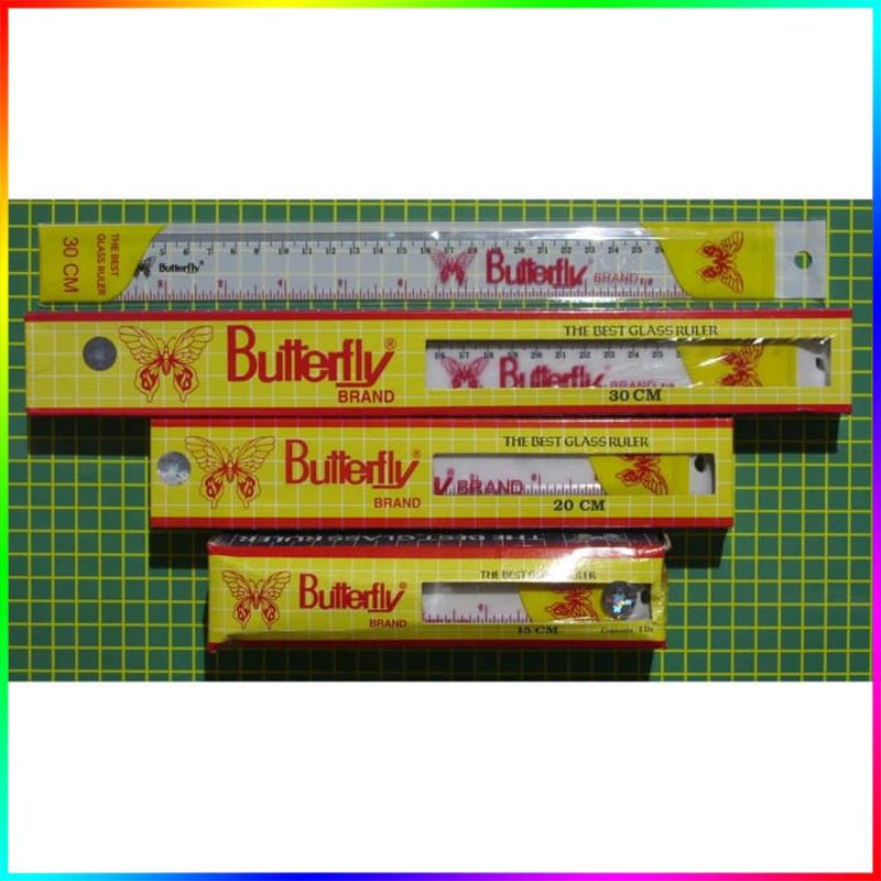

penggaris butterfly ruler 20 cm bening garisan