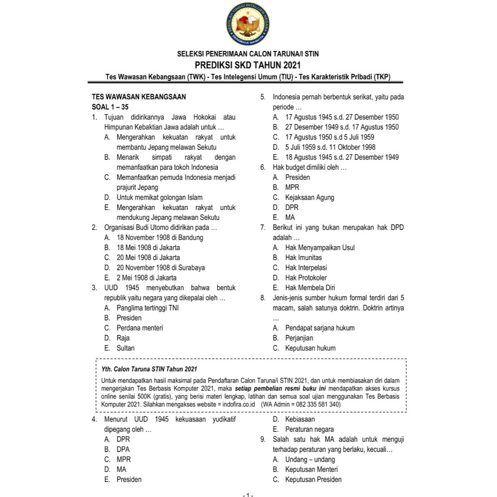 Contoh Soal Cpns 2021 Dan Kunci Jawaban Pdf Hukum Rajin Sekolah