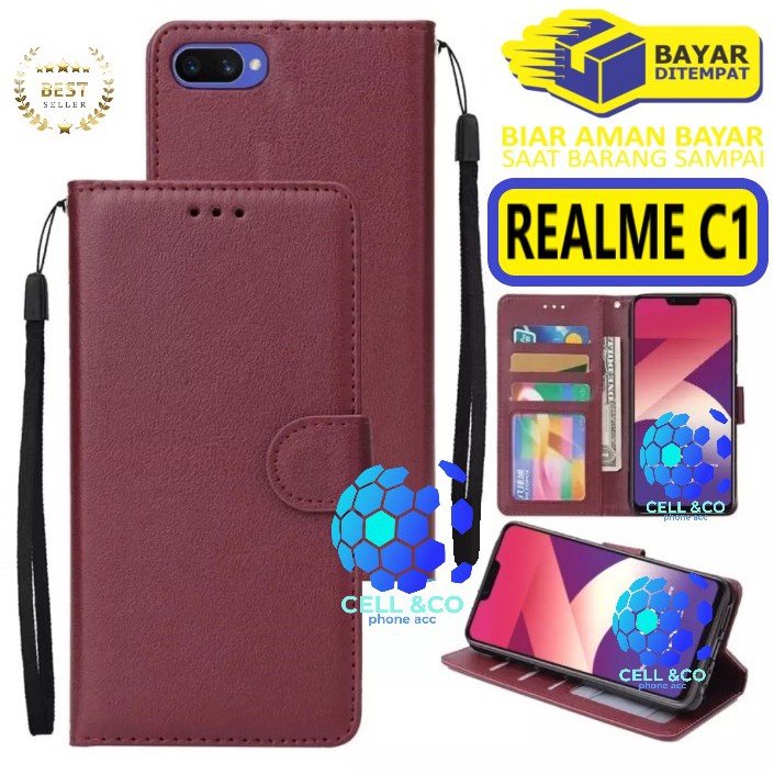 Flip cover REALME C1 Flip case buka tutup kesing hp casing flip case leather wallet