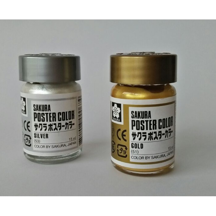 SAKURA Poster Color 15ml (Fluorescent, Gold, &amp; Silver)