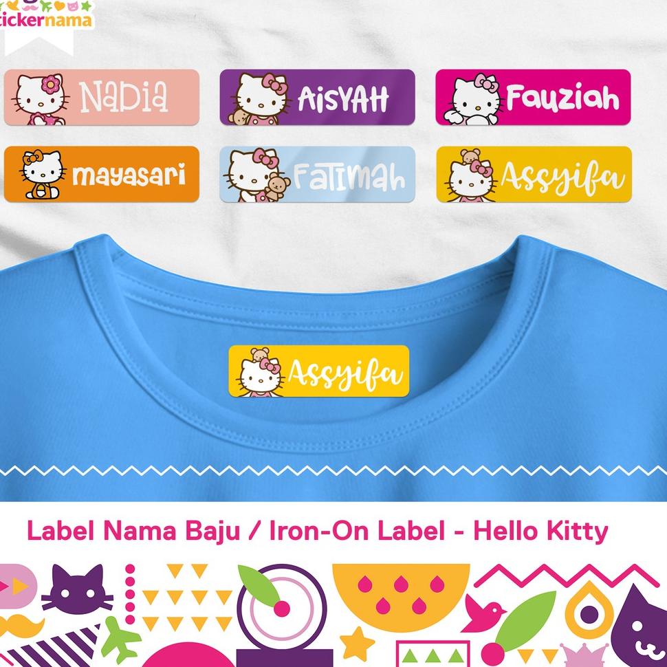 

<Q-EER> <✓> Label Nama Baju, Label Nama Kain, Label Setrika, Iron-On Label Gambar Hello Kitty <premium>