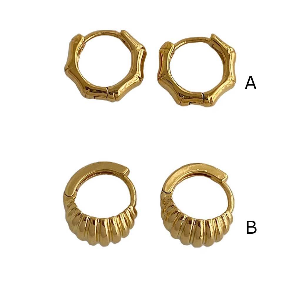 Agustinina Anting Hoop Kepribadian Sederhana Wanita Tanduk Hexagonal Gadis Stud Earrings