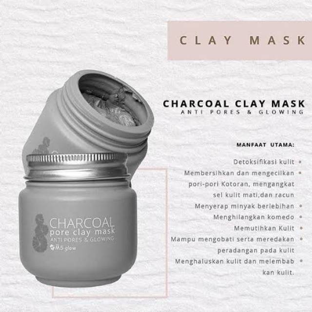 Claymask Charcoal Dan Greentea Ms Glow Free Brush Masker Indonesia