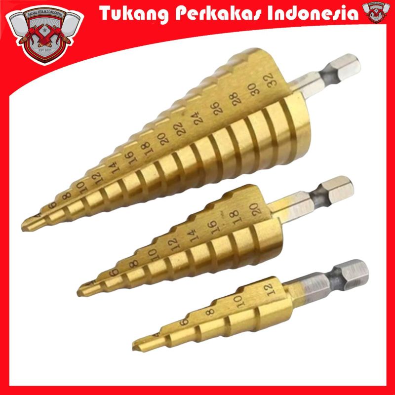 MATA BOR PAGODA ISI 3PCS HSS TITANIUM CONE DRILL