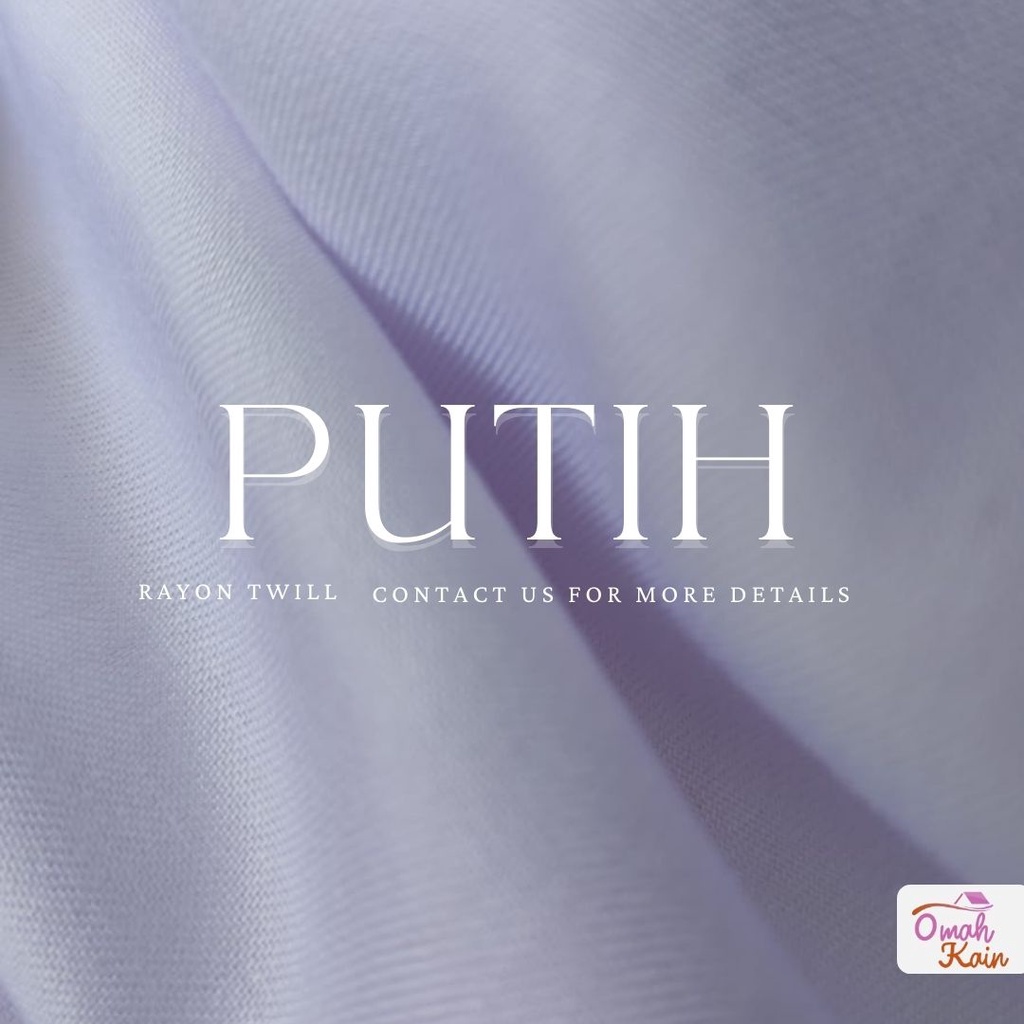 KAIN RAYON TWILL VISCOSE (100% rayon, jatuh, adem, tebal, lembut dan tidak berbulu) #omah kain-Putih
