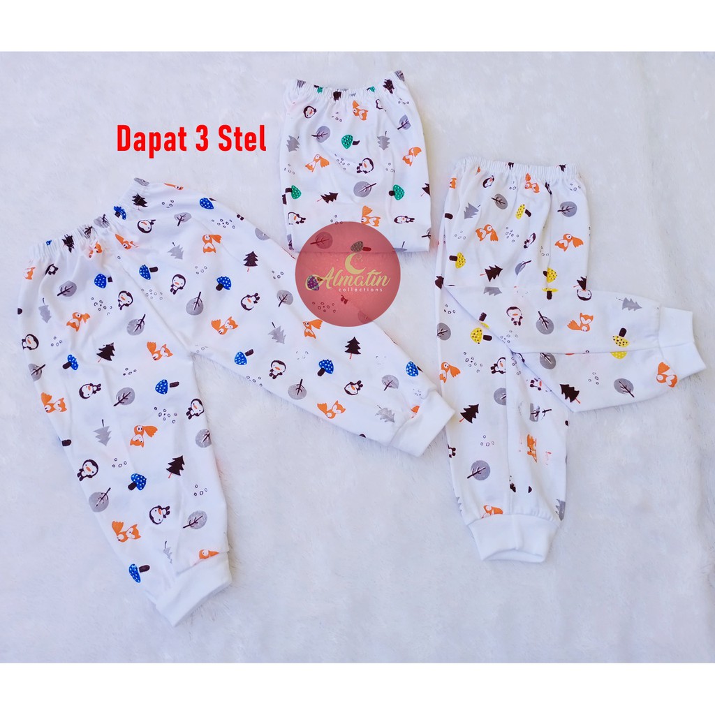 3 Pcs Celana Panjang Bayi Motif / Celana Panjang Bayi Newborn Halus Lembut