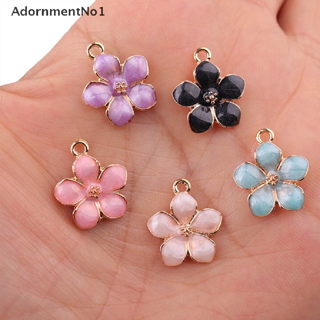 (AdornmentNo1) 10pcs / Set Liontin Bunga Enamel Bahan Alloy Untuk Membuat Perhiasan DIY