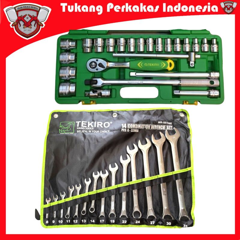 TEKIRO PAKET KUNCI SOCK SET 24PCS DAN KUNCI RING PAS SET 14PCS