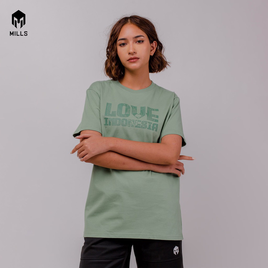 Mills Baju Oblong Katun Cotton T-Shirt Love Indonesia 21004 Original