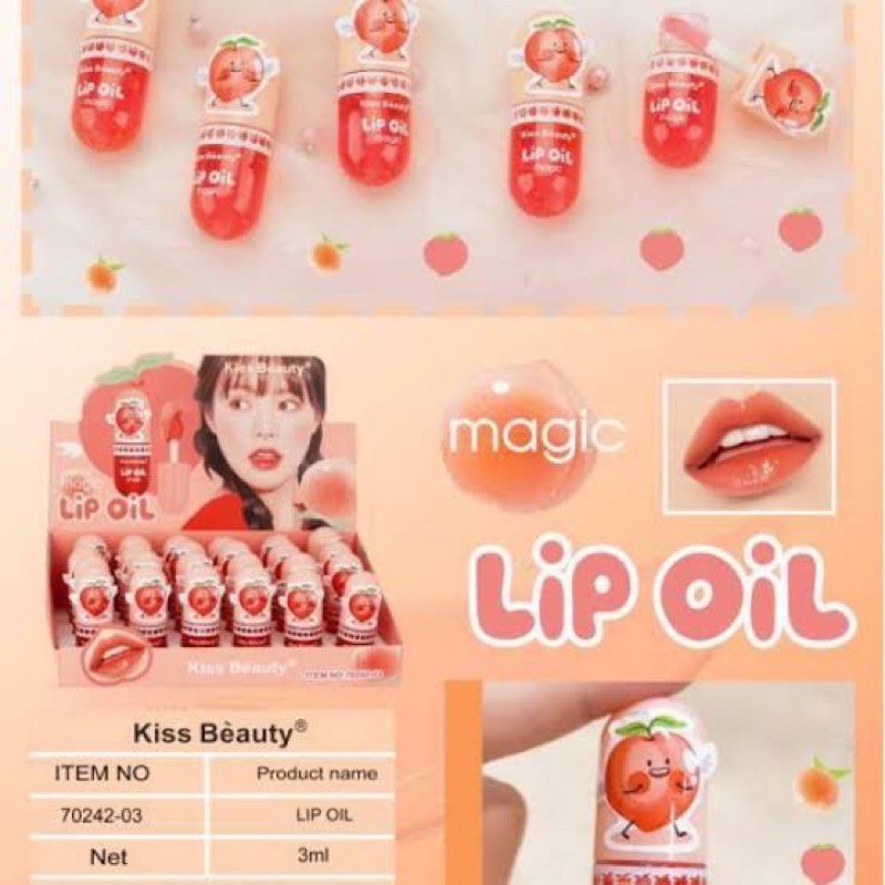 Lip Gloss Kiss Beauty Peach Magic Aloe Vera Lip Oil Mini 70242-03 Lipgloss