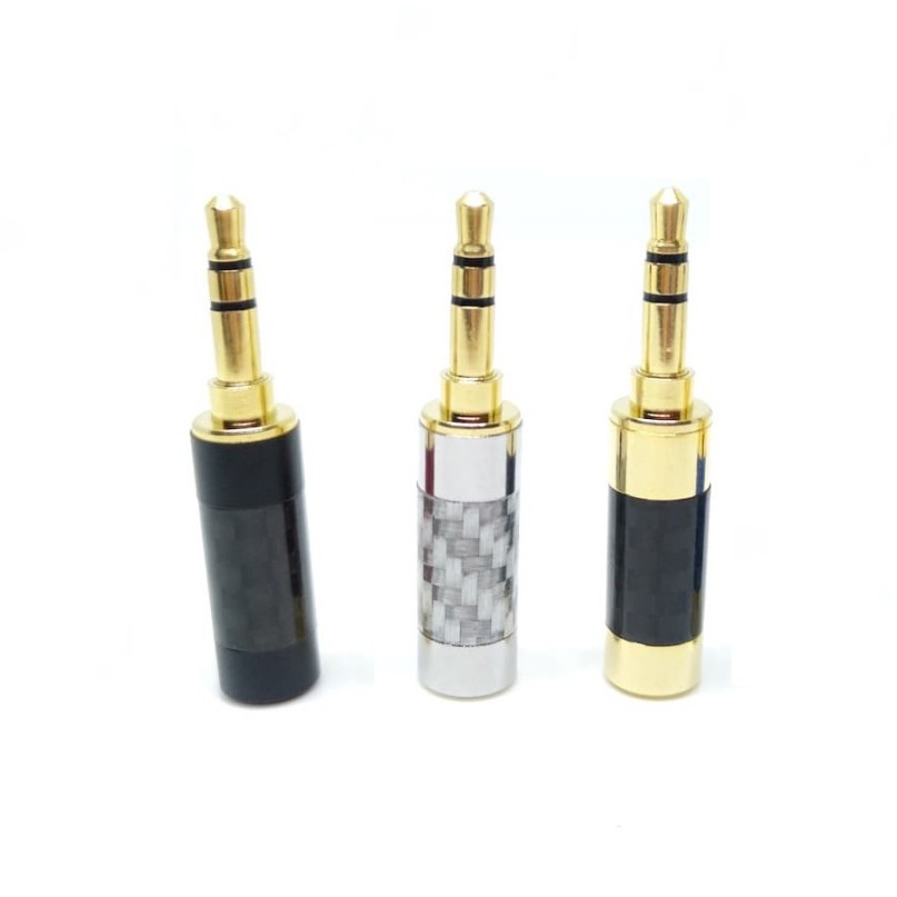 Straight Carbon Fiber DIY Jack 3.5mm Replacement Audio Plug