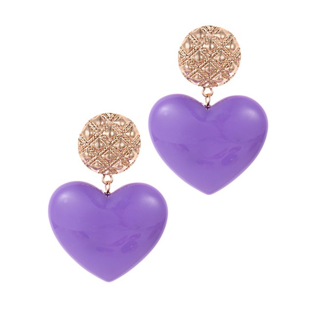 LRC Anting Tusuk Fashion Heart Shape Decorated Earrings