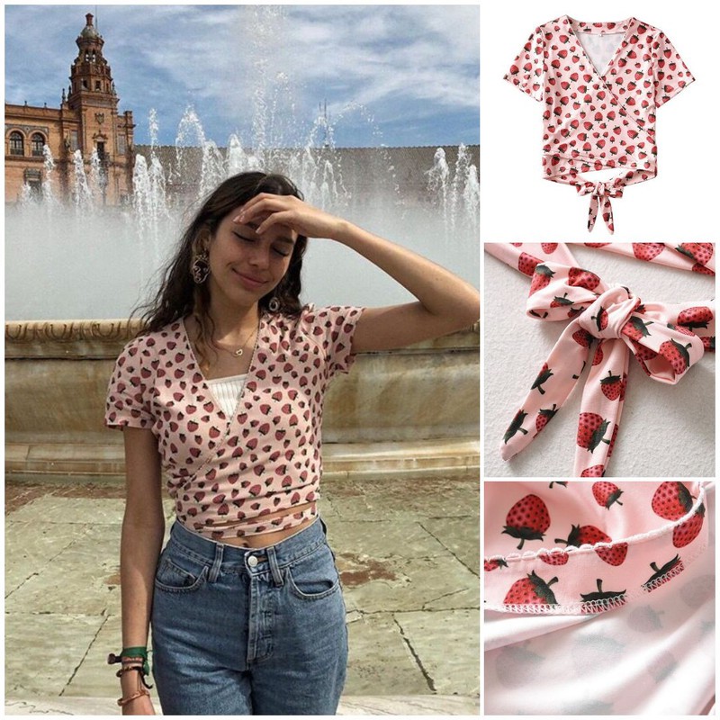 57651 Pink Strawberry Blouse / Blouse Pink