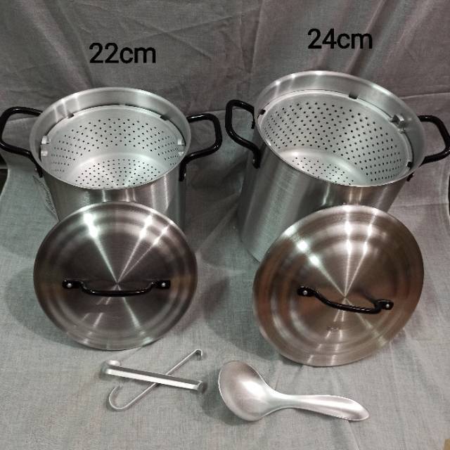 Panci rice Steamer nasi bima kait aluminium 24 cm / kukusan nasi A009