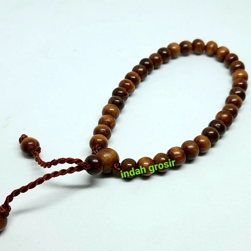 Gelang Kayu Stigi Bertuah 33butir 6mm natural