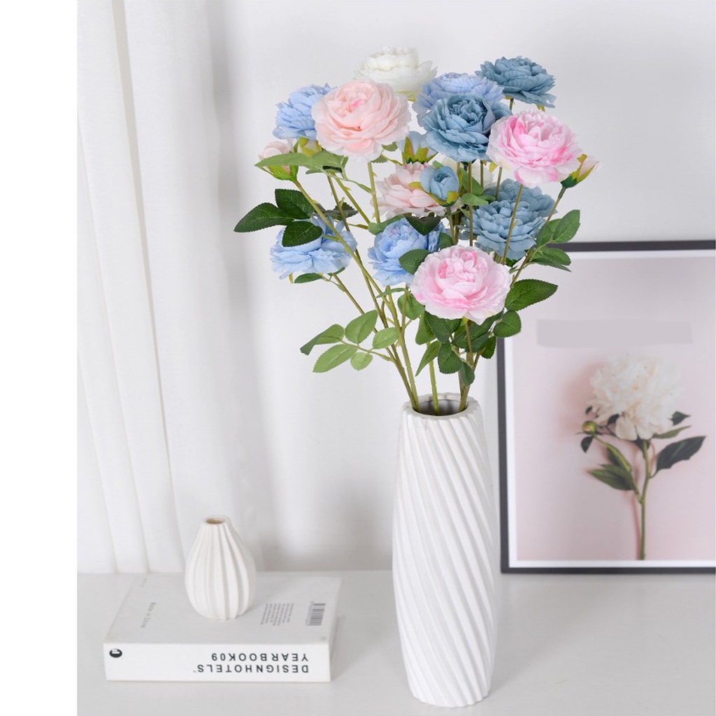 INDOMINI F002 Dekorasi Bunga Peony Artificial Tanaman Hias Decor Rumah Mawar Plastik Palsu