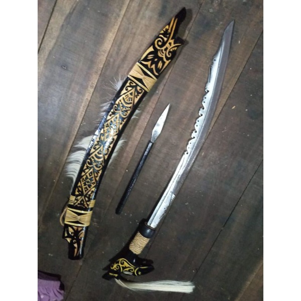 Image of CDB Mandau Senjata Pusaka adat suku dayak kalimantan asli motif jimpul #0