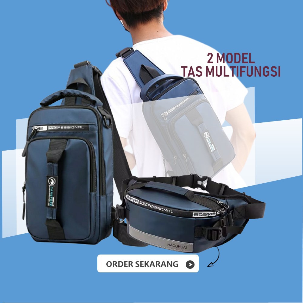 [BELI 1 GRATIS 1] Tas Selempang Pria Element 3in 1 Multifungsi GRATIS 1 Waistbag Professional Tahan Air Bagus Murah Bisa COD