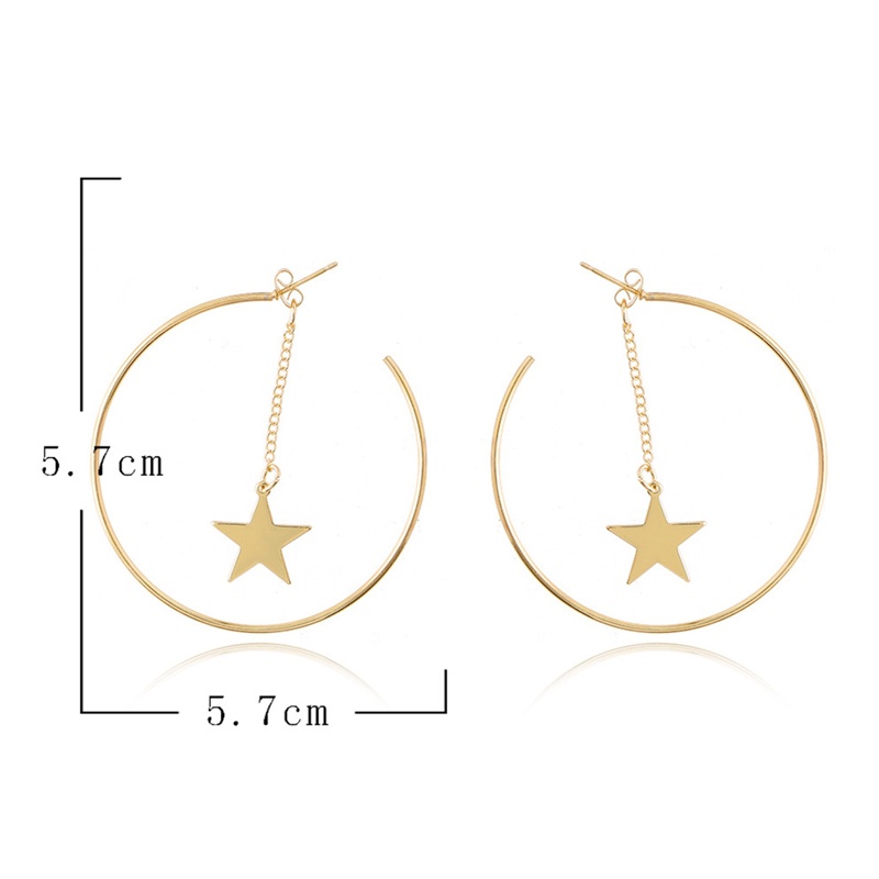 Anting Bentuk Lingkaran Besar Warna Emas Gaya Retro Untuk Wanita