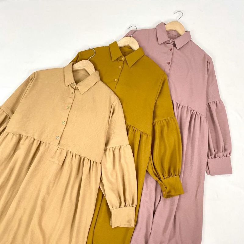 Midi Tunik Polos || Tunik Raliner || Tunik Kancing Depan || (164)