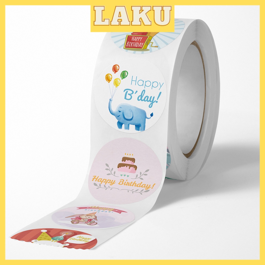 

LAKU 500Pcs/Roll Stiker Bulat Ulang Tahun Anak Label | Sticker Happy Birthday | Birthday Sticker | Stiker Ultah