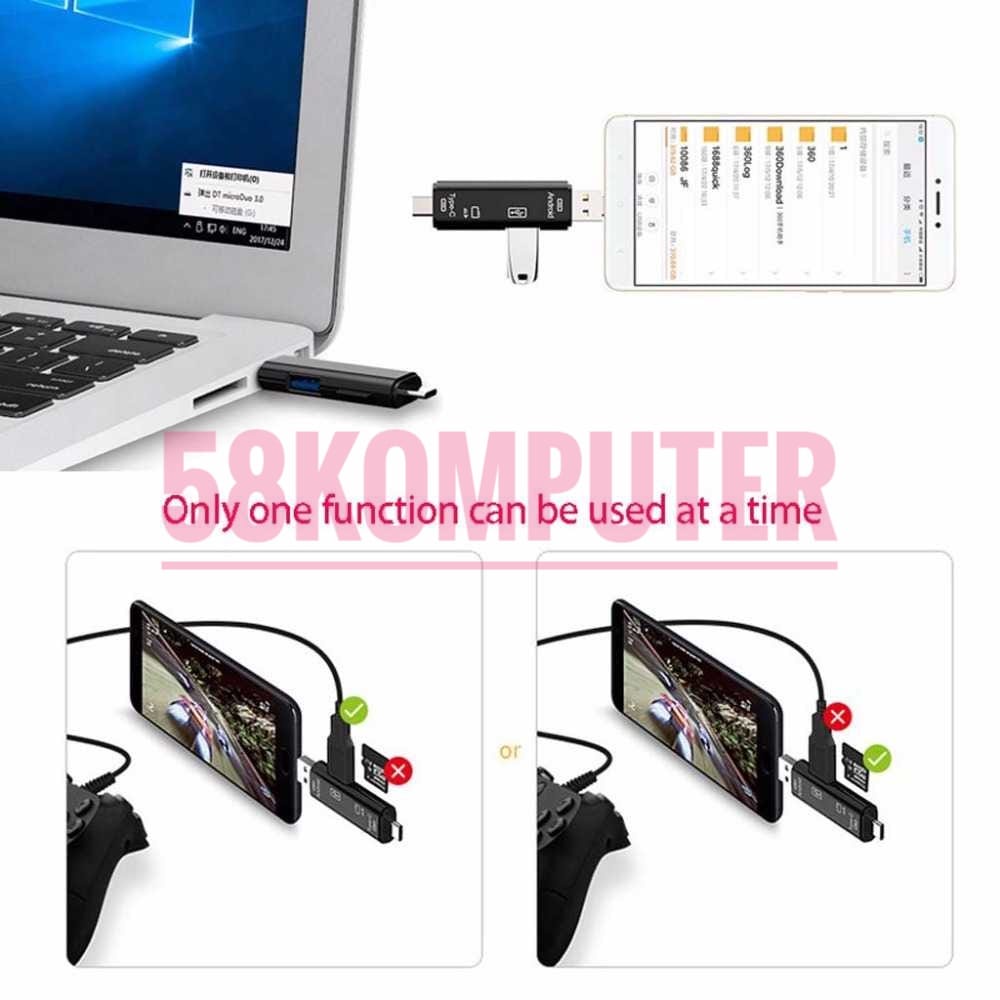 Card Reader Usb 2.0 Otg Type C Micro Usb 3 IN 1 OTG Combo hitam