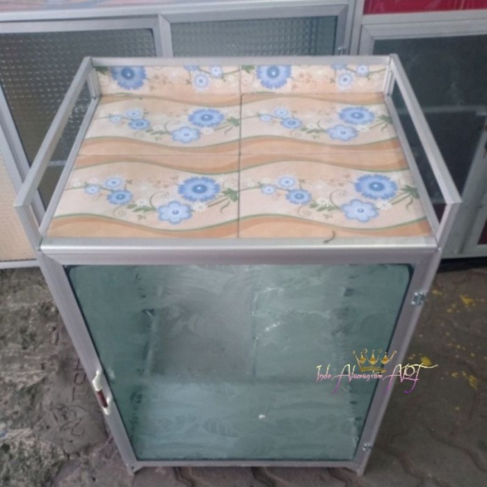 Meja Penanak Nasi - Rak Piring Kaca Bahan Alumunium