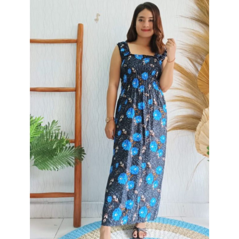 Dress Kerut Dada Motif Polos