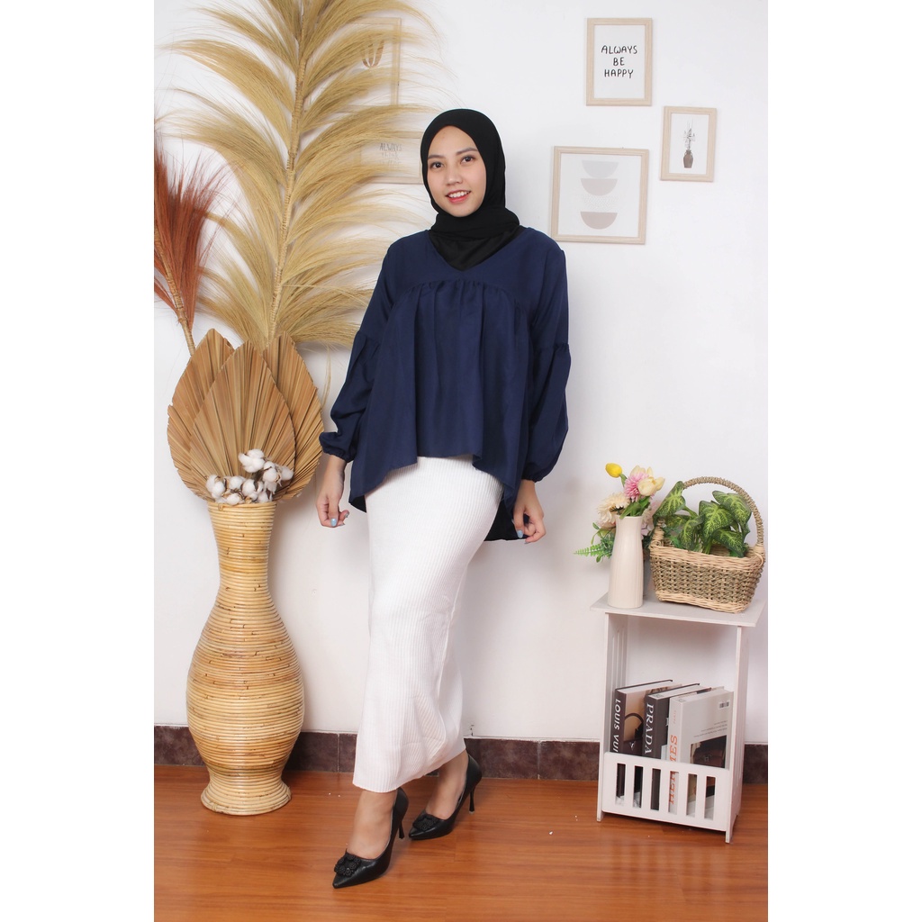 BEFAST - ZRX OOTD Wanita Blouse SAMMIE / Dealova Blouse / Blouse Wanita Hijab / Fashion Wanita Remaja Casual / Blouse Polos Banyak Warna / Atasan lengan Panjang / Blouse Keluaran Terbaru 2022