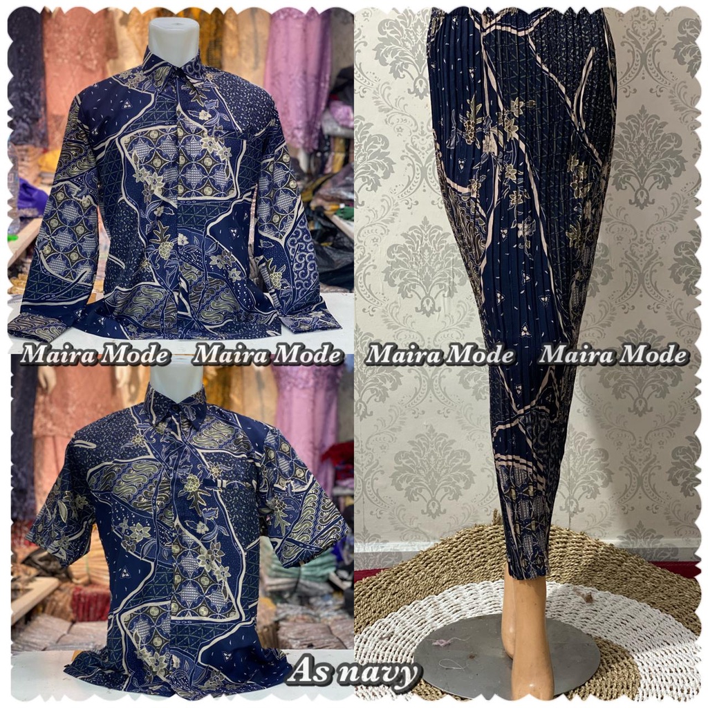 Couple batik kemeja dan rok plisket / set rok plisket dan kemeja batik / motif as nepy