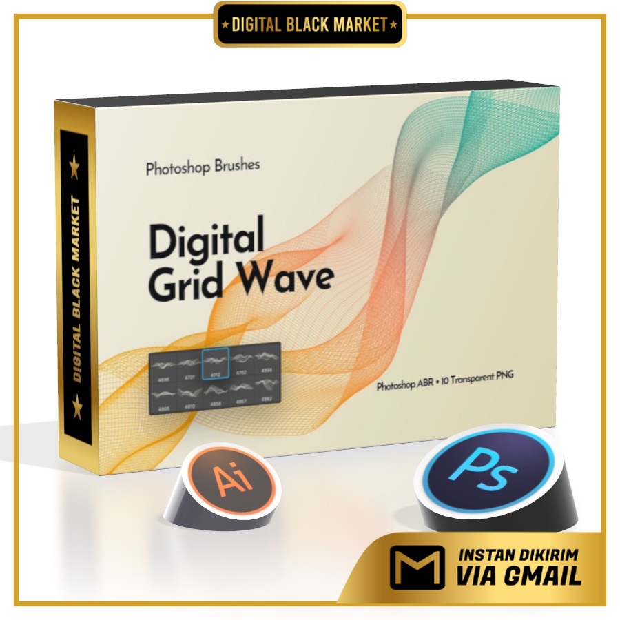 Digital Grid Waves - Photoshop Brushes