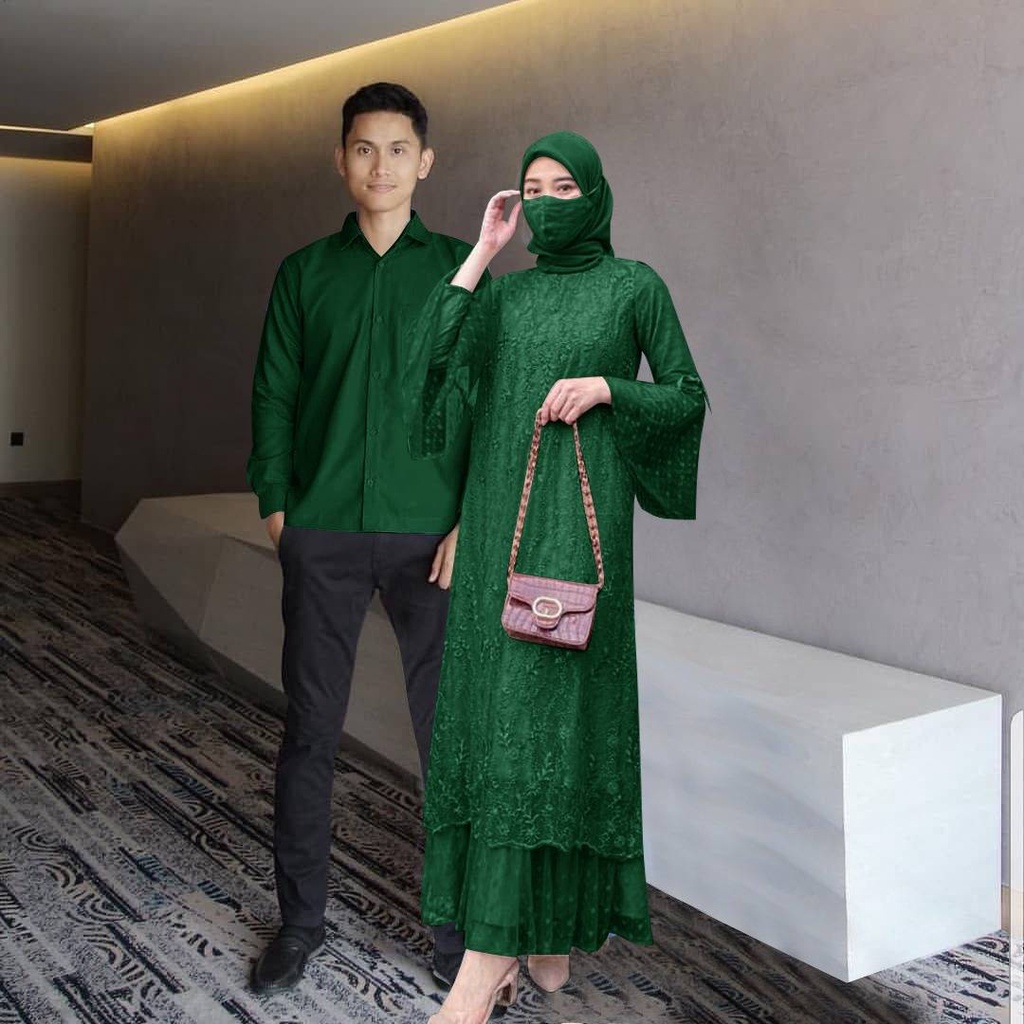 CP GELA / Couple Gamis brukat tile Mx gela / set pakaian couple muslim lebaran 2022 / KAPEL KONDANGAN TERBARU