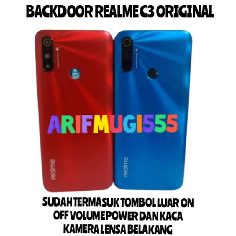 Backdoor Tutup Belakang Baterai Kesing Casing Housing Realme C3 Original