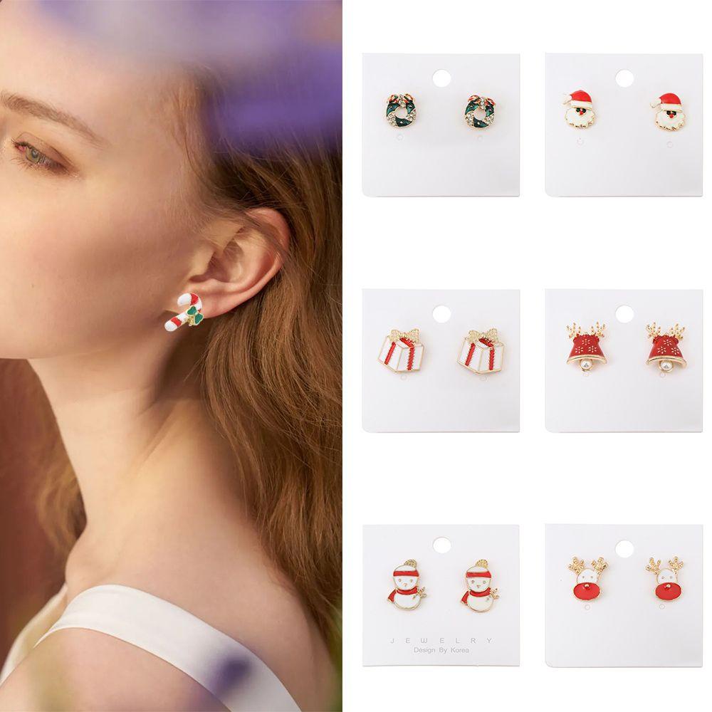 Preva Ear Studs Pesta Baru Perhiasan Liontin Xmas Hadiah Menetes Minyak Ornamen