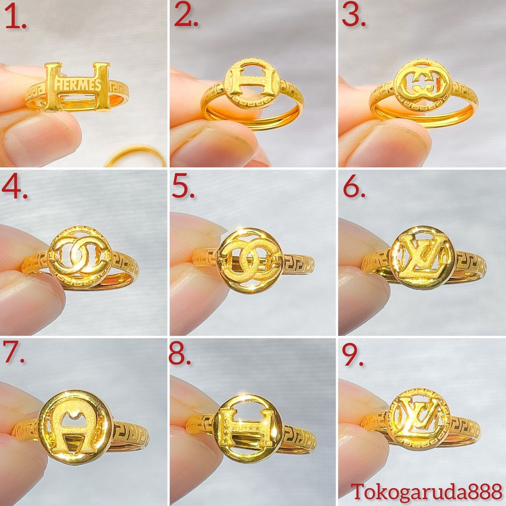 Cincin anak dan dewasa emas asli kadar 700 70 16k merk branded ringan gold ring 0,5 0,5 gram gr g lebar tampak besar