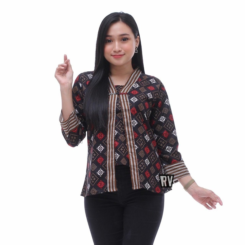 tey-17 Batik wanita ASJ SA HRB026 Kenongo Kemeja Tosca Pendek-KTB Abbas