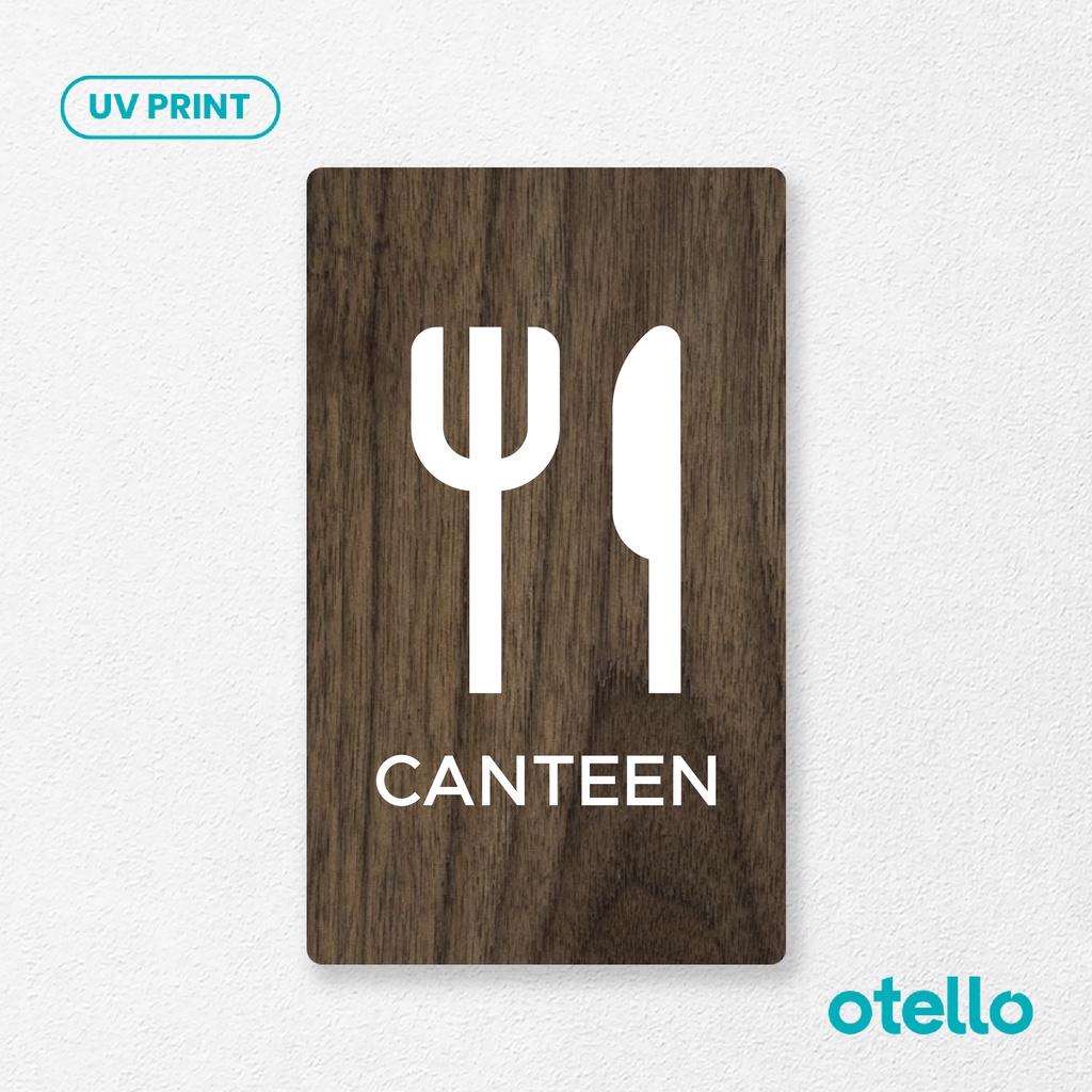 Signage Canteen Sign Board Kantin Kayu Print Otello Label Nama Ruangan Tempel Rustic Modern Minimalist